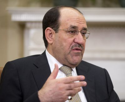 Iraqi Prime Minister Nouri al-Maliki speaks during his meeting with President Barack Obama on Friday. (Associated Press)