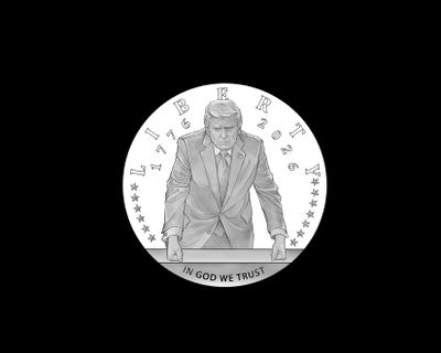 The design for the President Donald Trump memorial coin approved by the U.S. Commission on Fine Arts on Thursday.  (U.S. Department of Treasury)