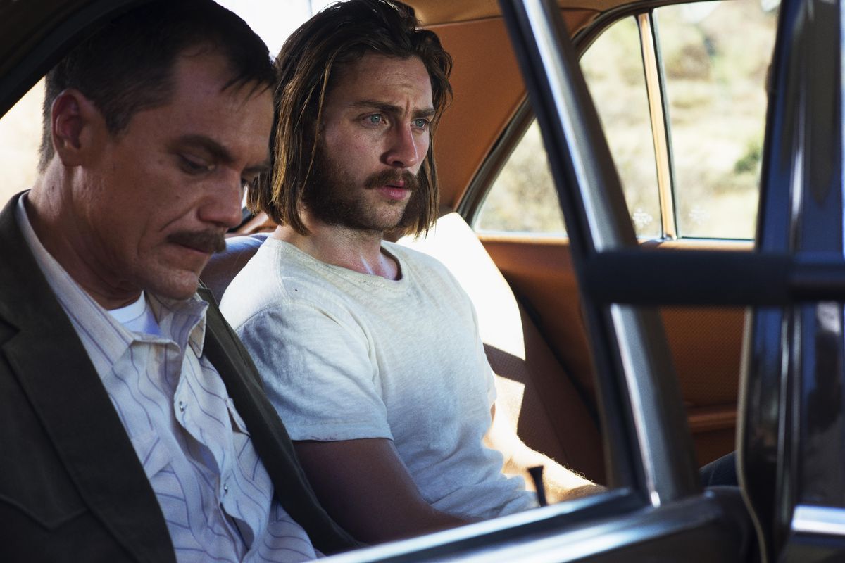 Michael Shannon, left, and Aaron Taylor-Johnson appear in a scene from, "Nocturnal Animals." Shannon was nominated for an Oscar for best supporting actor; the film is available for home viewing on pay-per-view. (Merrick Morton / Focus Features)