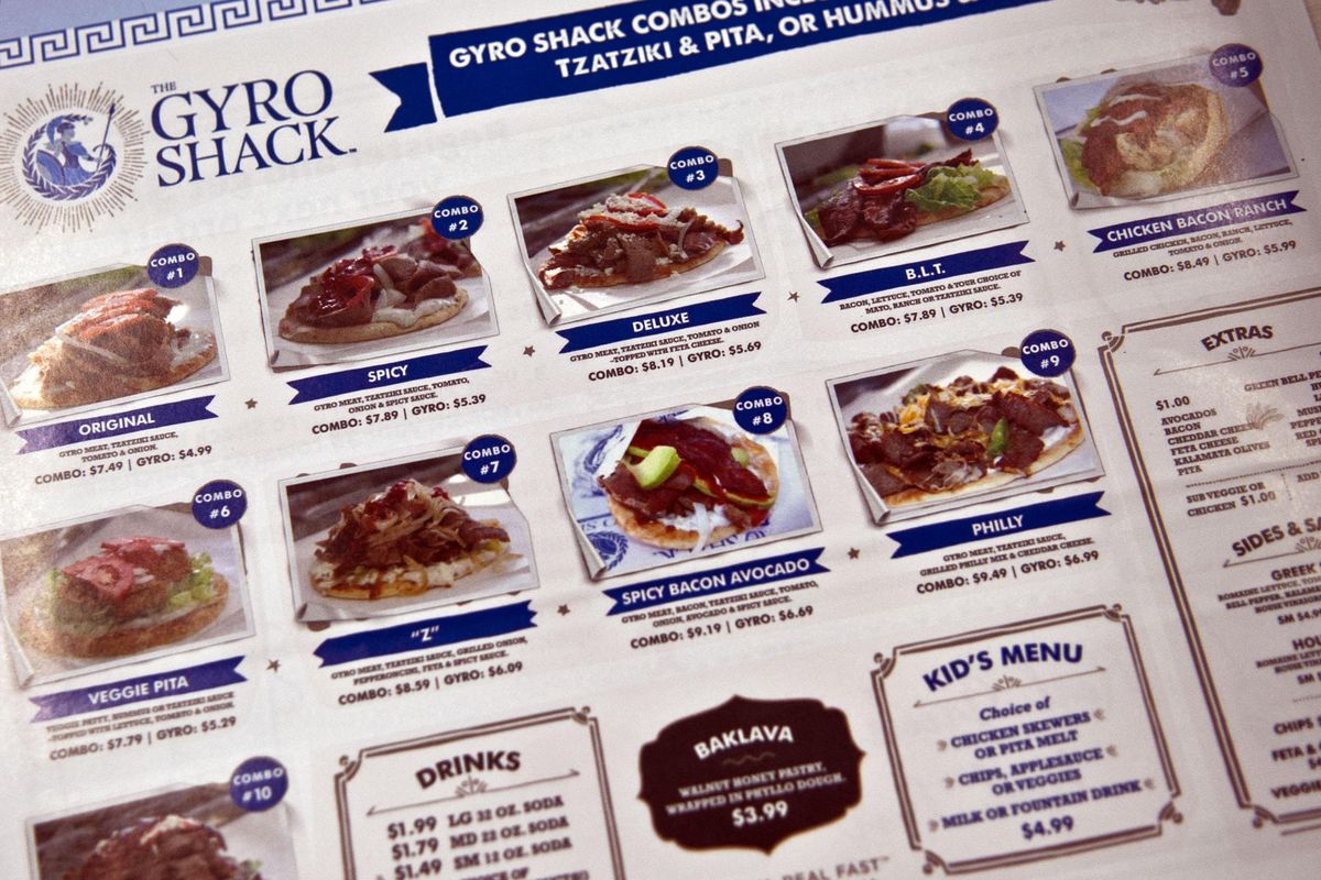 The menu for the new Gyro Shack in Coeur d
