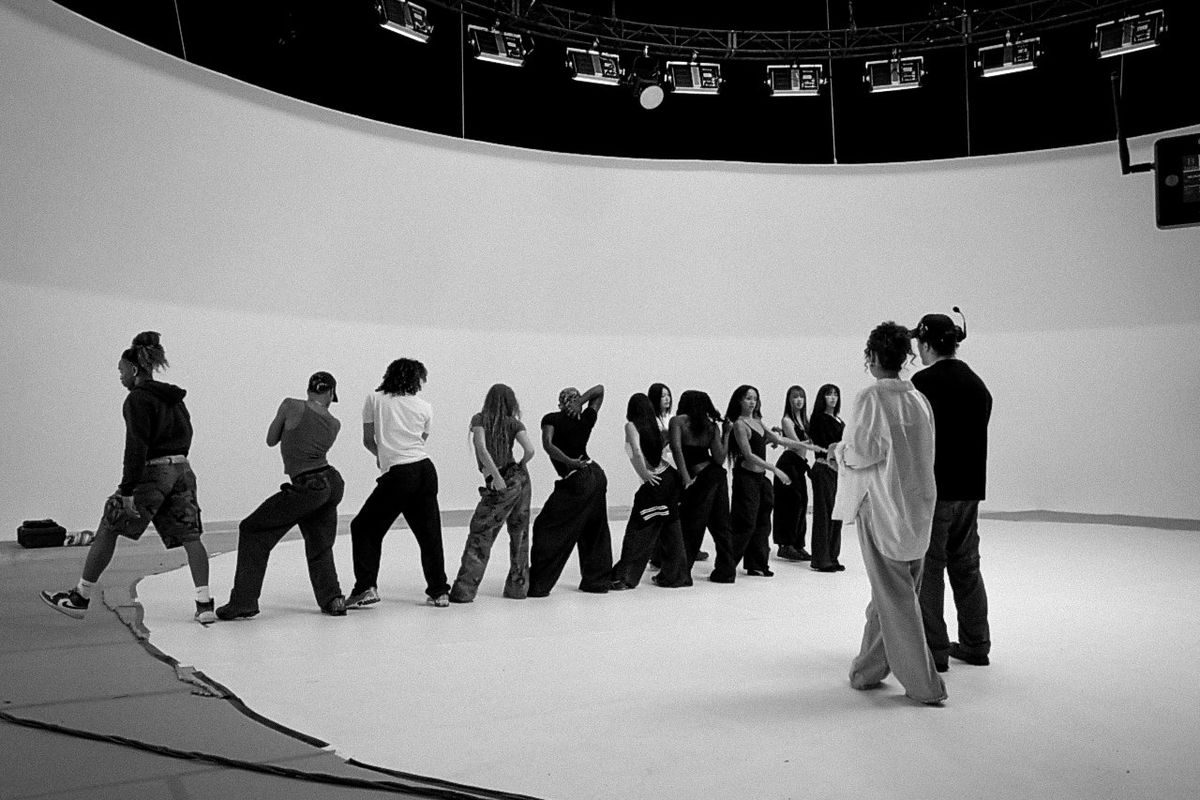 Bethany Vargas working through the creative process with Katseye and her team. (Courtesy)