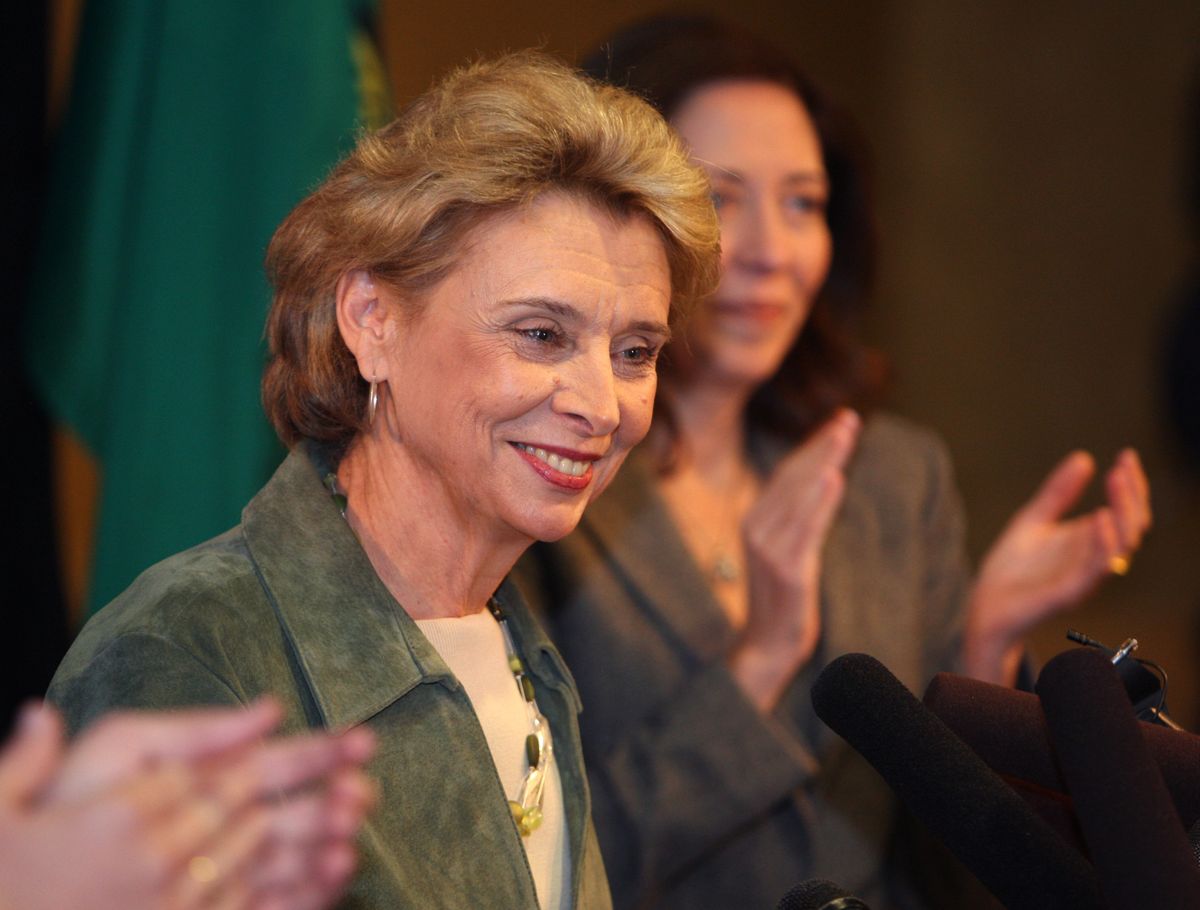 Gov. Chris Gregoire makes an acceptance speech Wednesday in Seattle. (The Spokesman-Review)
