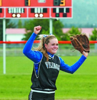 
Lake City's Jenna DeLong rejoices in her team's state title in softball, the same sport she will play at Drake University. 
 (Jesse Tinsley / The Spokesman-Review)