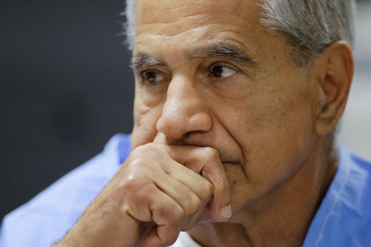 Sirhan Sirhan reacts during a parole hearing on Feb. 10, 2016, at the Richard J. Donovan Correctional Facility in San Diego. California Gov. Gavin Newsom on Thursday, Jan. 13, 2022, rejected releasing Robert F. Kennedy assassin Sirhan Sirhan from prison more than a half-century after the 1968 slaying left a deep wound during one of America’s darkest times. (Gregory Bull)