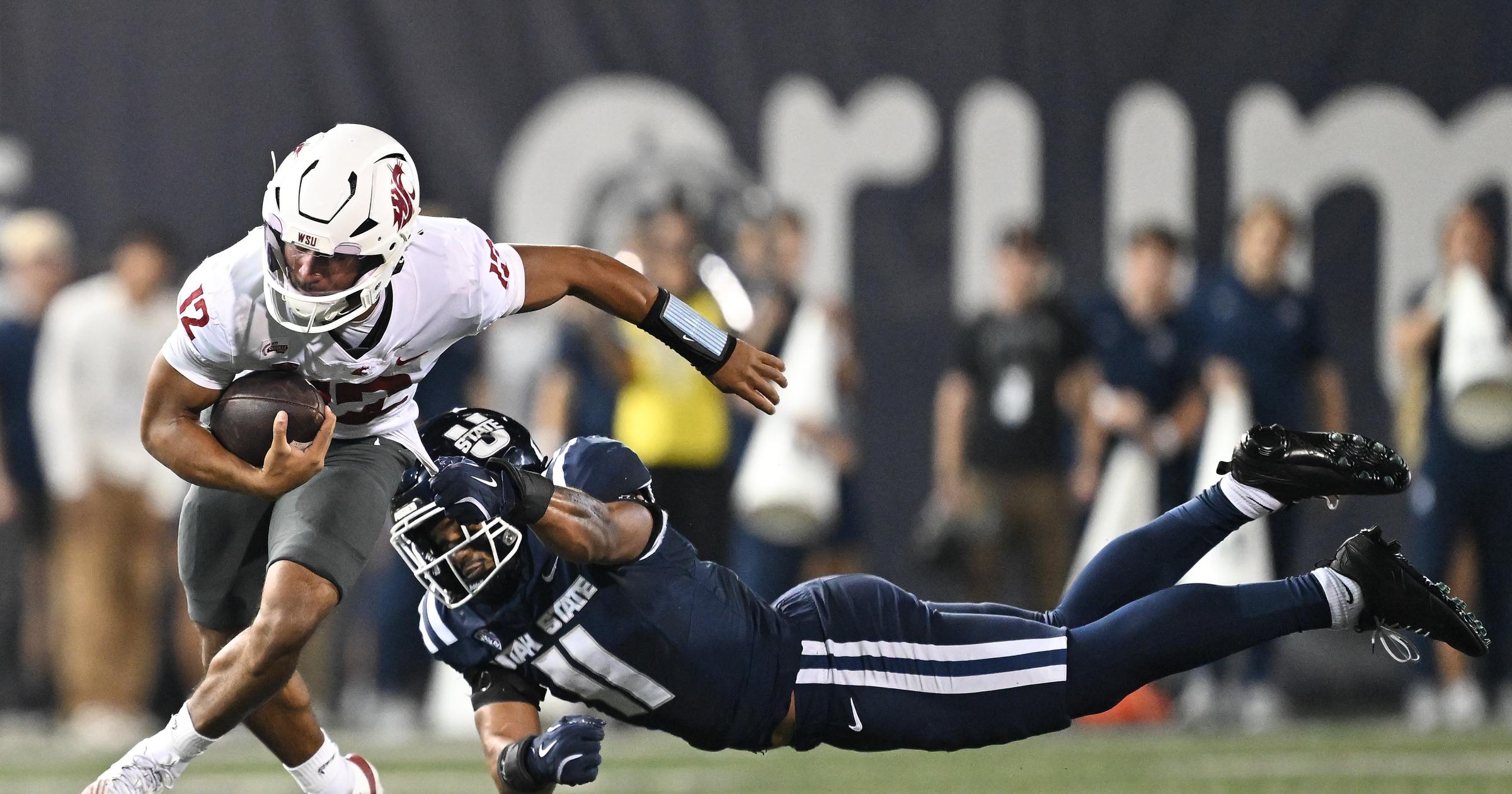 Utah State linebacker strips Coug tight end, flips the game