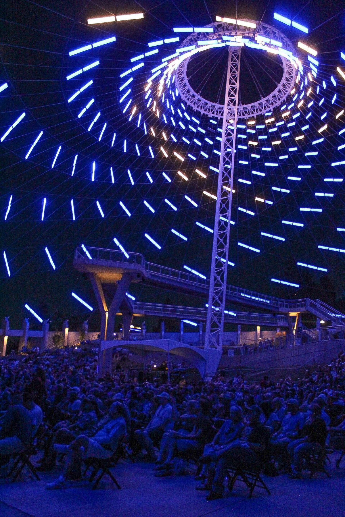 Counting Crows spectators under the Riverfront Pavillion lights. Friday, Aug. 28, 2021. Jordan Tolley-Turner/The Spokesman Review.  (Jordan Tolley-Turner/The Spokesm)