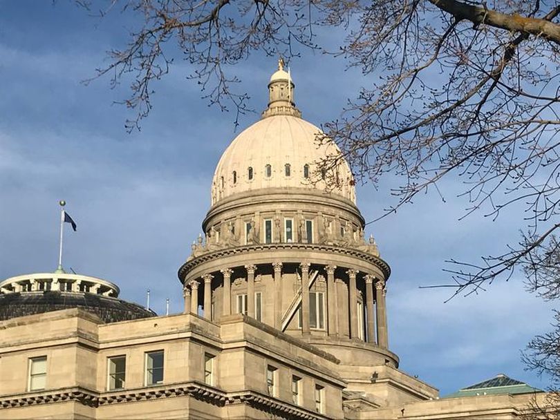 Idaho’s state Capitol, shown on Tuesday, March 27, 2018, as lawmakers worked to finish their 2018 legislative session. (Betsy Z. Russell / The Spokesman-Review)