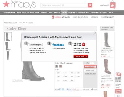This undated screenshot  of Macy's online shopping website made available to the Associated Press shows how social media is integrated into their online store. Whether shoppers know it or not, their actions online help dictate what's in stores during this holiday season. (Macys)