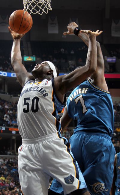 Memphis forward Zach Randolph (50) had 24 points and 20 rebounds.  (Associated Press)