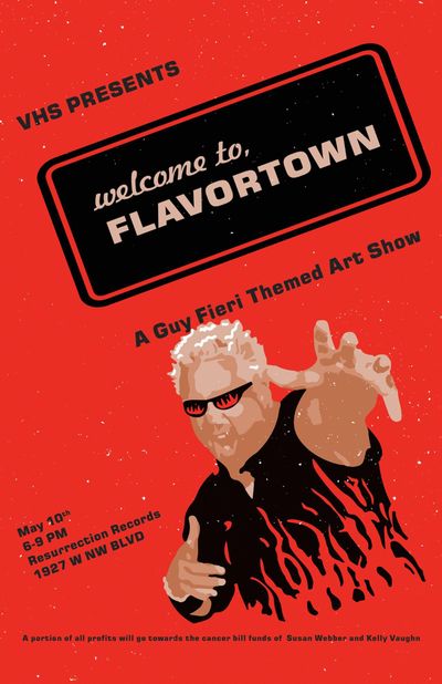 “Welcome to Flavortown: A Guy Fieri Themed Art Show” is this Friday at Resurrection Records in Spokane. (Facebook)