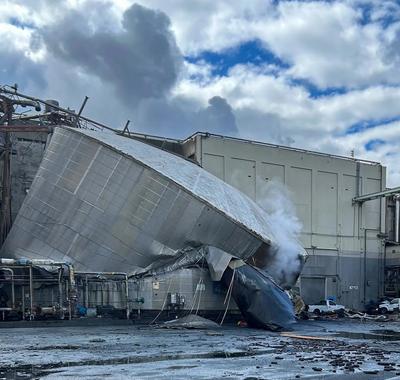 A chemical tank at Nippon imploded May 26 in Longview, Wash., killing 11 people and injuring nearly 20 others.  (Longview Fire Department)