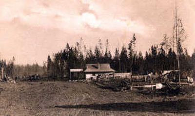 
The Spirit Lake Land Company office was the first building in the village of Spirit Lake in October 1907. Photo courtesy of Phillip E. Dolan
 (Photo courtesy of Phillip E. Dolan / The Spokesman-Review)