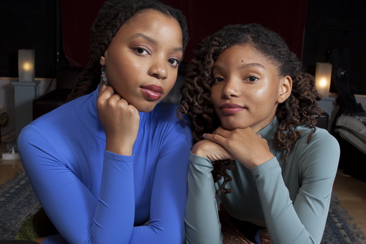 In this Dec. 22, 2017 photo, Halle Bailey, left, and Chloe Bailey of "Chloe x Halle" pose for a portrait at RMC Studio in Los Angeles. (Rebecca Cabage / Invision/AP)