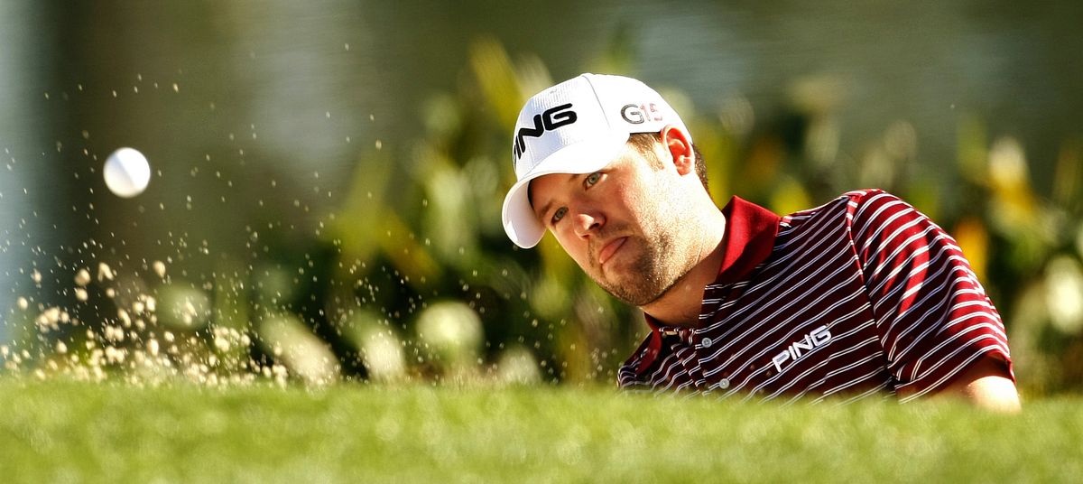 Alex Prugh hits from a bunker on the 12th hold during the third round of the Bob Hope Classic PGA golf tournament on Saturday, Jan. 23, 2010, at La Quinta Country Club in La Quinta, Calif. (Matt York / Associated Press)