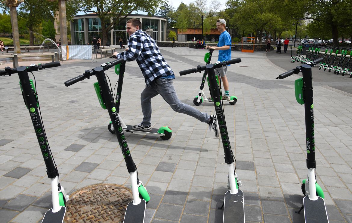 Lime scooters in Spokane May 13, 2019 The SpokesmanReview