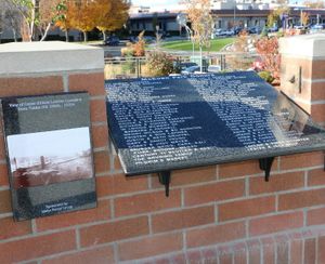 One of the new plaques at McEuen Park that celebrates use of the green space over the history of Coeur d'Alene. (Coeur d'Alene Today photo: Keith Erickson)