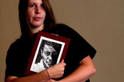 
Kerry Costigan-Galdes, 17, of Spirit Lake, won first prize in the pen-and-ink category with her drawing of George Clooney in a competition sponsored by North Idaho College's graphic design department. 
 (Kathy Plonka / The Spokesman-Review)