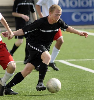 Jake Hess, playing for the North Central soccer team.  (Colin Mulvany / The Spokesman-Review)