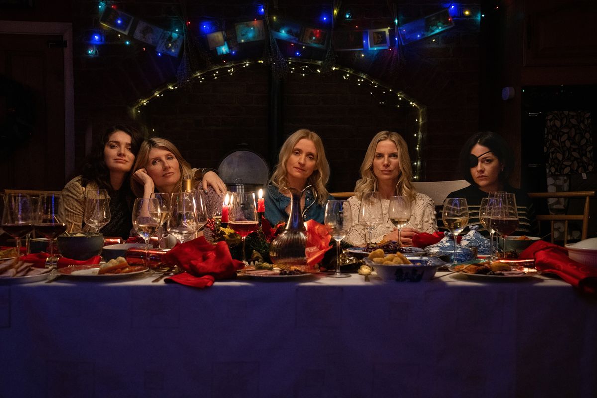 Eve Hewson, Sharon Horgan, Anne-Marie Duff, Eva Birthistle, and Sarah Greene in “Bad Sisters.”  (Apple TV+.)