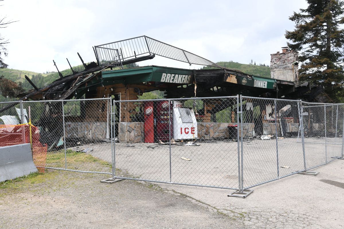 The remains of the Big Eddy Bar & Grill near Calder, Idaho, on Monday. A fire destroyed the building early Friday.  (James Hanlon/The Spokesman-Review)