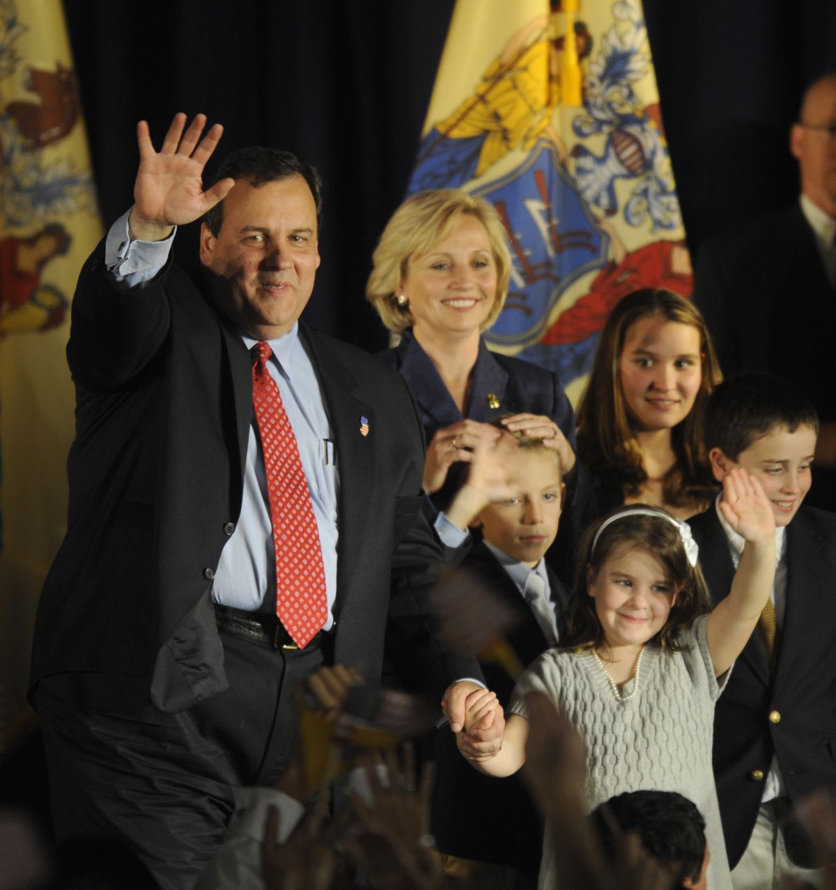 Republican Gov.-elect Chris Christie celebrates his victory over an incumbent in New Jersey. (The Spokesman-Review)