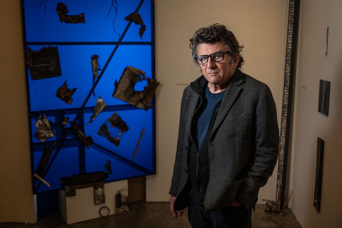 Artist Tom O’Day retired as an instructor from Spokane Falls Community College last spring, and he has returned to campus for an exhibit of his artwork, “Exit-X-It,” that is on display through Oct. 22.  (Colin Mulvany/The Spokesman-Review)