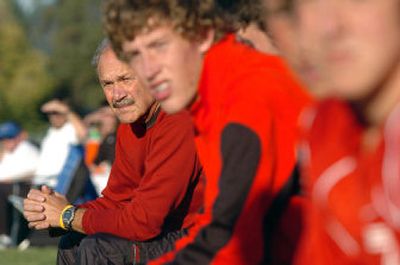 
Coach Randy Thoreson watches play Tuesday as his Sandpoint boys soccer team worked toward a seventh Inland Empire League championship in eight years by defeating Coeur d'Alene. 
 (Jesse Tinsley / The Spokesman-Review)