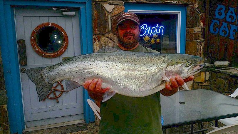 Calvin Nolan poses with the 18.64-pound trout he caught to win the Rainbow Division in the 2016 Lake Pend Oreille Idaho Club K&K Spring Derby.  (Lake Pend Oreille Idaho Club)