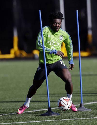 Sounders forward Obafami Martins is one of the big-name players who wasn’t sent packing. (Associated Press)