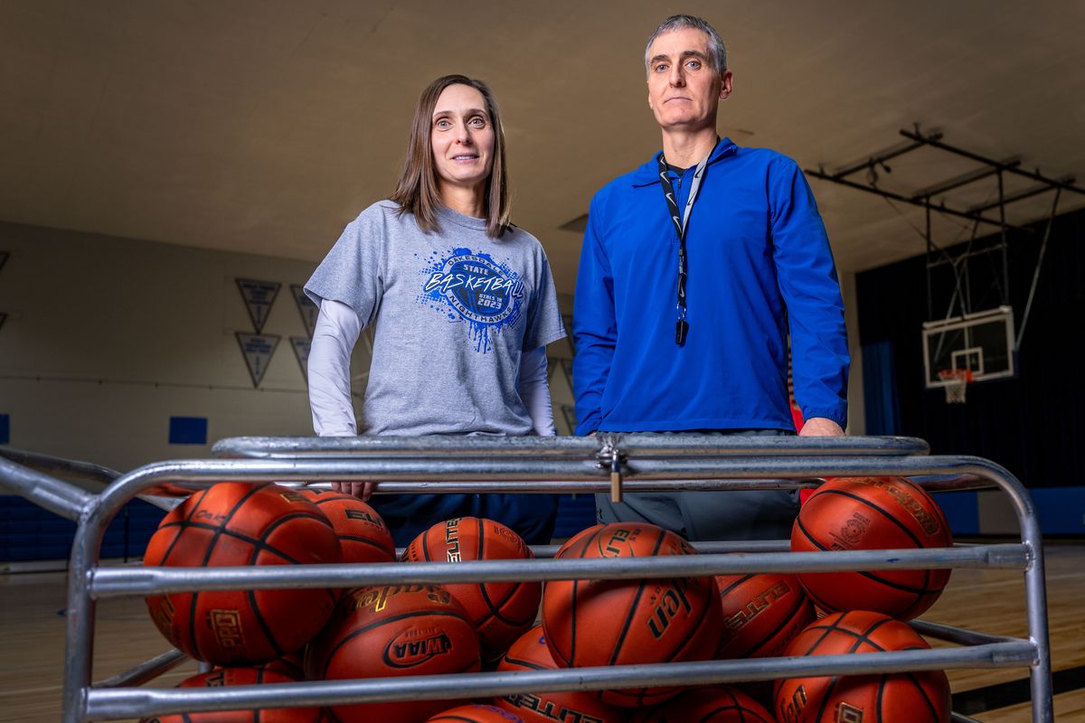 Oakesdale’s basketball coaches, Heidi Perry for the girls and Carl Crider for the boys, are siblings. Both teams are No. 1 seeds heading into District 9 1B playoffs.  (COLIN MULVANY/THE SPOKESMAN-REVIEW)