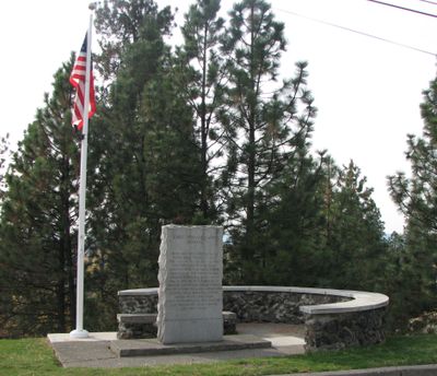 A monument that honors Spokane Garry sits on the south side of Drumheller Springs Historical Park on Euclid Avenue. It was built in 1964. (Pia Hallenberg)