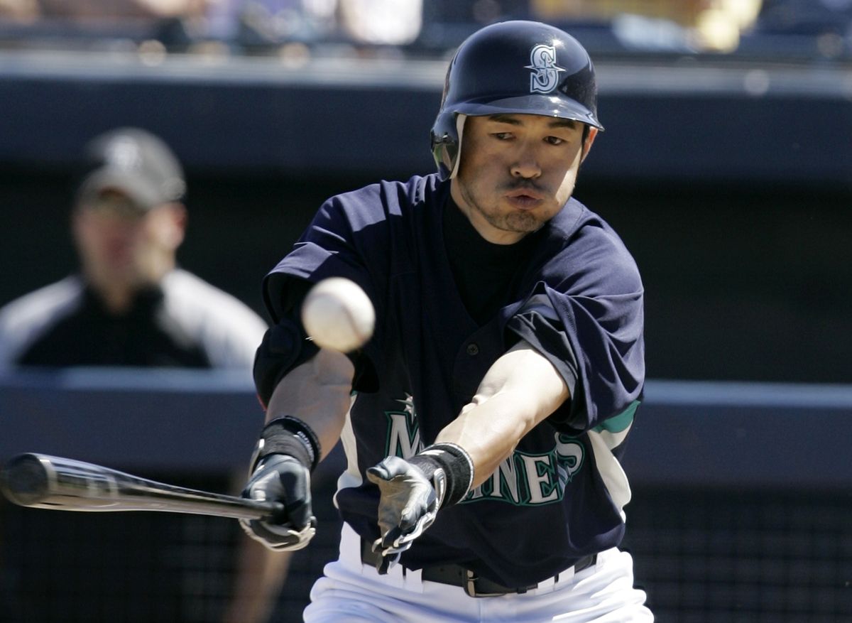 Career .331 hitter Ichiro Suzuki anchors Seattle’s outfield, but he’ll miss the start of the season while recovering from a bleeding ulcer.  (Associated Press / The Spokesman-Review)