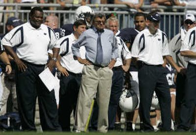 
Joe Paterno, center, was back on the sideline. Associated Press
 (Associated Press / The Spokesman-Review)