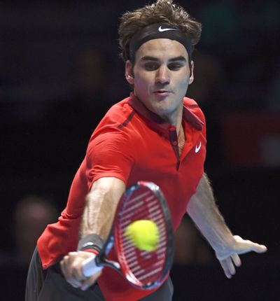 Switzerland’s Roger Federer needed all three sets to win on Saturday and advance to his ninth final at the ATP Finals in London. (Associated Press)
