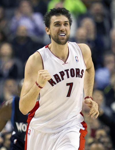 Andrea Bargnani scored 31 points for the Raptors in win over Timberwolves. (Associated Press)