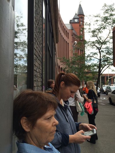 Employees of The Spokesman-Review were evacuated from the downtown building this afternoon after  gas leak was discovered on Monroe Street. (The Spokesman-Review)
