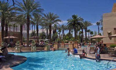Hilton Grand Vacations Club, a time share in Las Vegas at the Strip's north end, has two large swimming pools, a fitness room and a spa. Los Angeles Times
(Los Angeles Times / The Spokesman-Review)