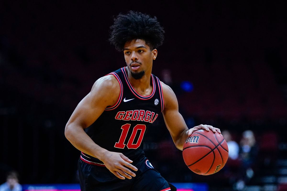 Former Gonzaga guard Aaron Cook leads Georgia in minutes played and ranks sixth nationally with 6.8 assists per game.  (Associated Press)