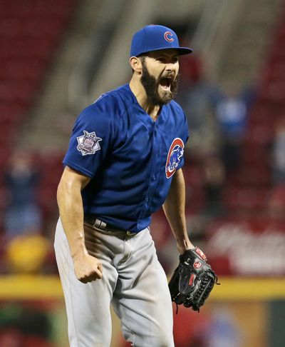 Cubs ace Jake Arrieta is pumped up after throwing his second no-hitter in his last 11 regular-season starts. (Associated Press)