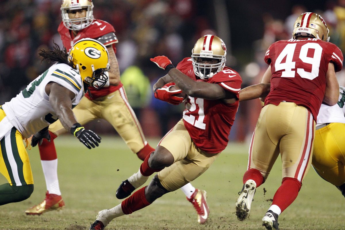 49ers’ Frank Gore makes a habit of running through defenders. (Associated Press)