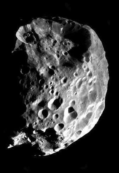
This high-resolution composite image of Saturn's moon Phoebe was released Sunday.
 (Associated Press / The Spokesman-Review)