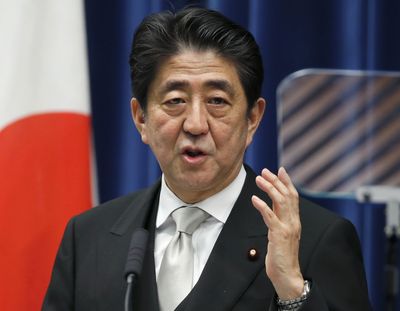 Japan Prime Minister Shinzo Abe speaks Wednesday at a news conference at his residence. (Associated Press)