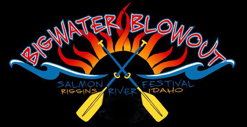 Big Water Blowout log.  Logo for Bigwater Blowout, an annual spring event  based in Riggins, Idaho.
