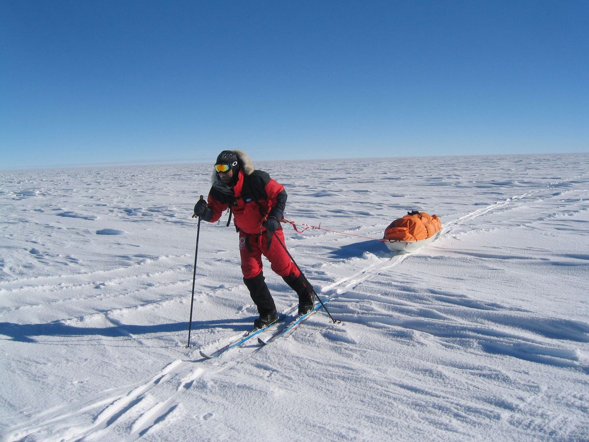 Todd (McLaughlin) Carmichael, a Spokane native who lives in Philadelphia, was on track this week  to set an unassisted solo speed record for pulling “The Pig” and trekking 700 miles to the South Pole. Photo courtesy of Todd Carmichael (Photo courtesy of Todd Carmichael / The Spokesman-Review)
