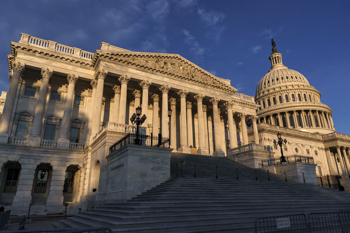 The House of Representatives side of the U.S. Capitol is seen on the morning of Election Day, Tuesday, Nov. 3, 2020, in Washington.  (J. Scott Applewhite)