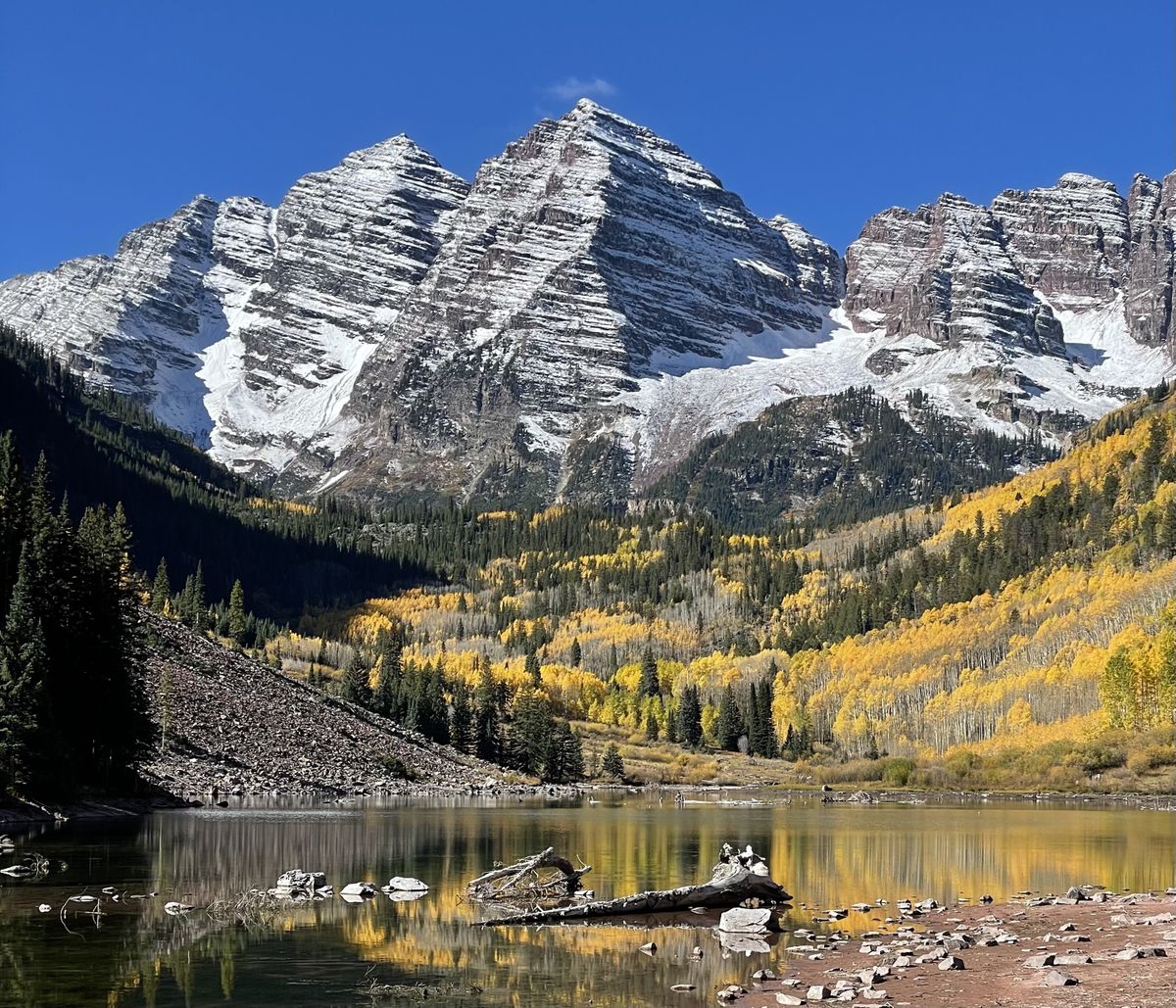 The Maroon Bells are among the most beautiful 14,000-foot peaks in the Colorado Rockies. (Leslie Kelly)