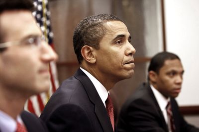 Barack Obama,  flanked by Budget Director-designate Peter Orszag, left, and Deputy Budget Director-designate Rob Nabors, speaks to reporters in Washington on Tuesday.  (Associated Press / The Spokesman-Review)