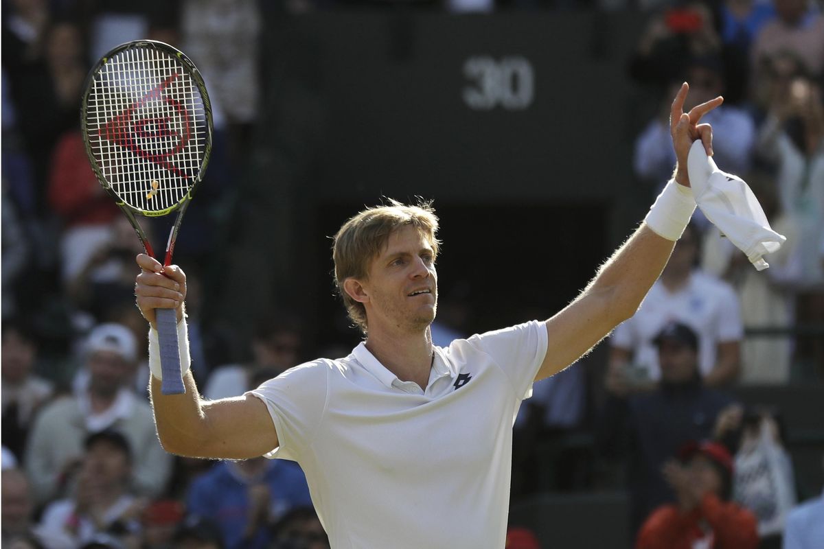 Kevin Anderson of South Africa celebrates winning his men