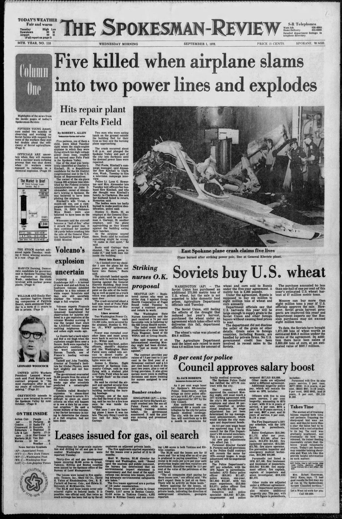 Front Page for Sept. 1, 2021 The SpokesmanReview