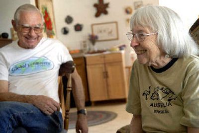 
At their Spokane home recently, George and Doris Dyer reminisce about volunteering in the aboriginal community of Cherbourg, Queensland, Australia, through the Global Volunteers. 
 (Holly Pickett / The Spokesman-Review)